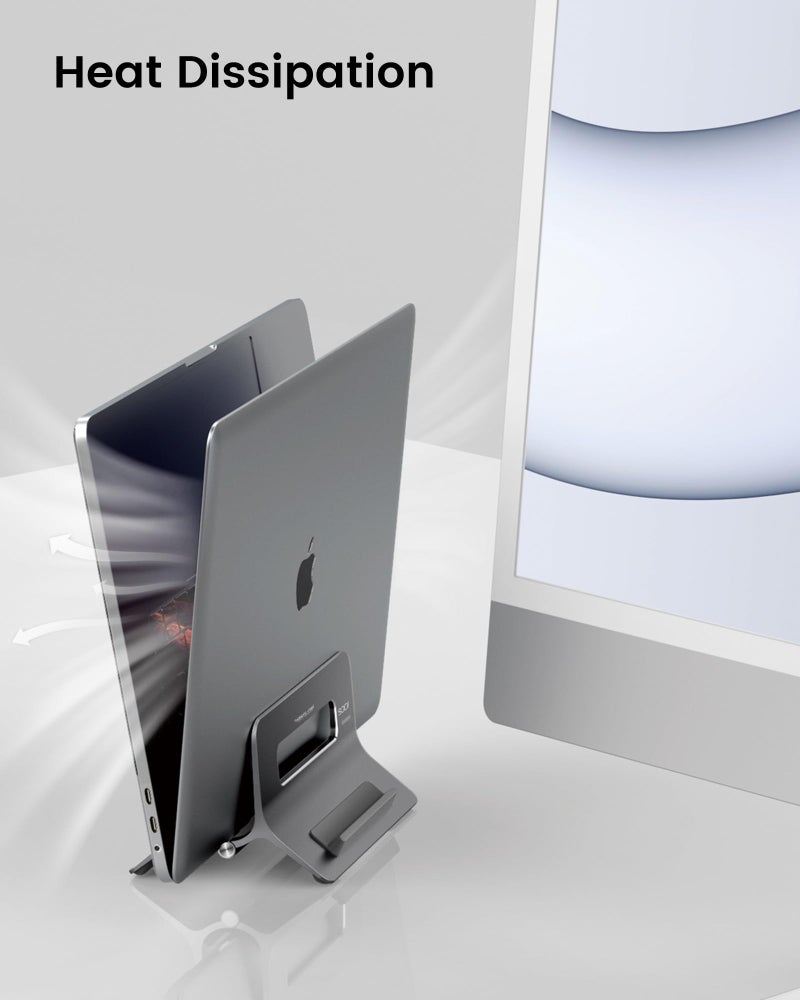 SODI Vertical Laptop Stand for Desk  Gravity Auto Lock MacBook Stand  Aluminum Laptop Vertical Dock Stand Holder Compatible with MacBook Pro  MacBook Air  Space Grey - Image 3